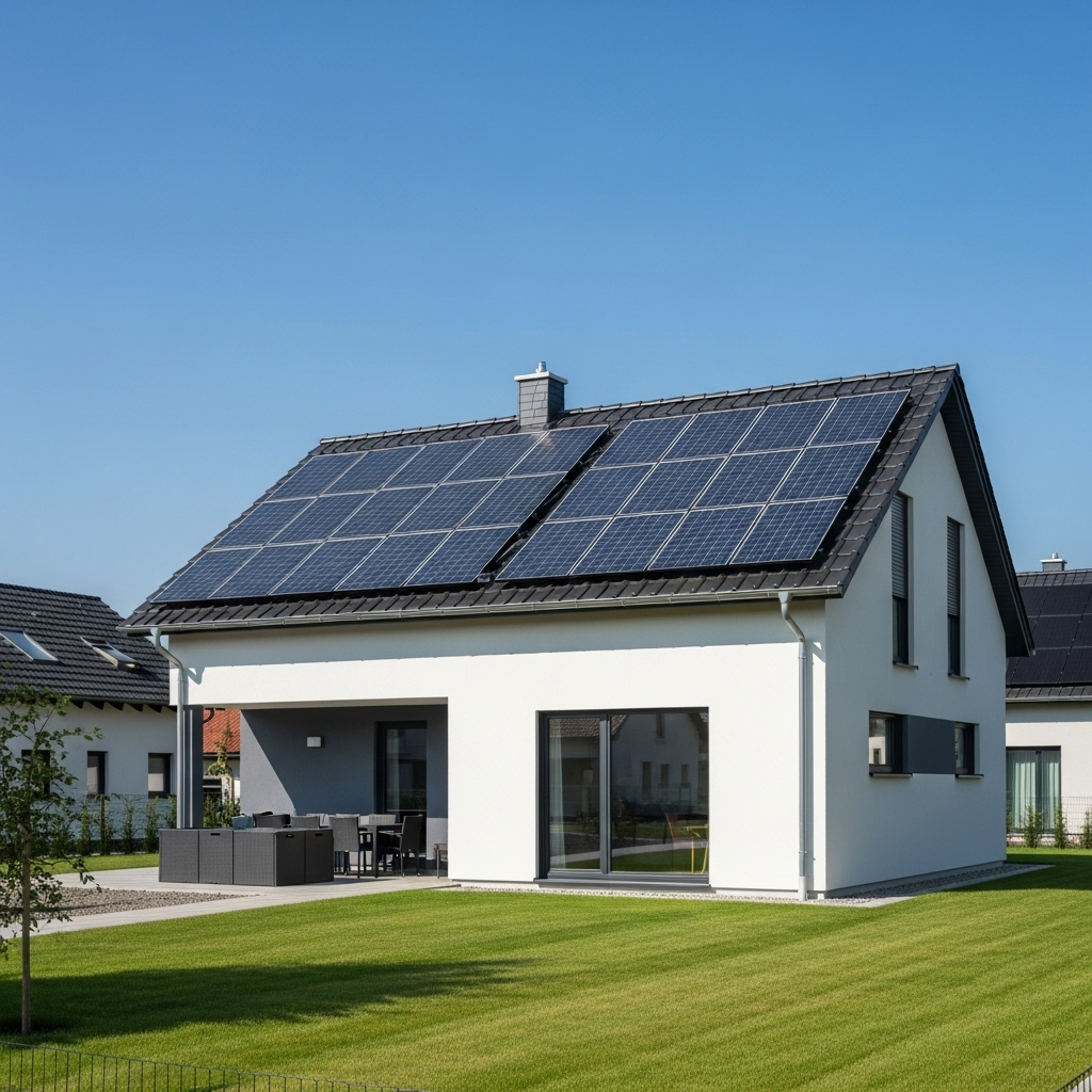 Maison équipée de panneaux solaires